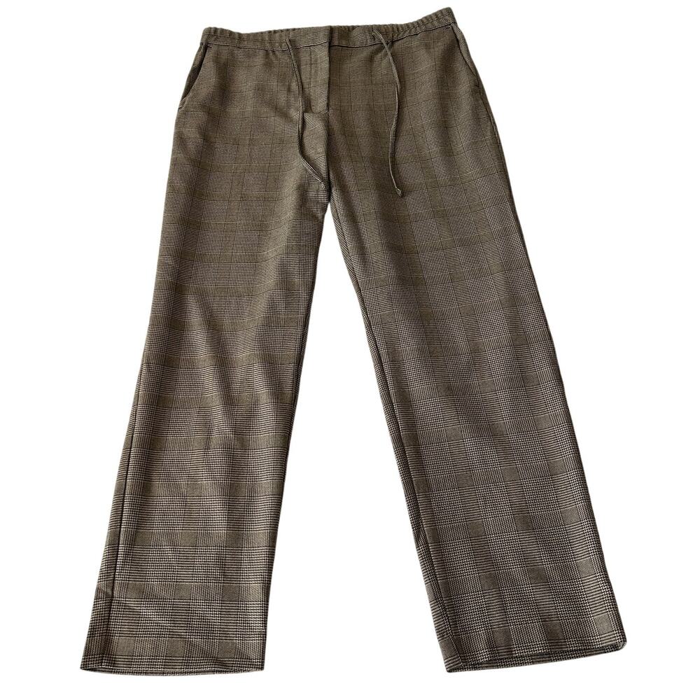 J. Jill Plaid Pants Women's Rear Elastic Waist Brown Tie Waist Size M